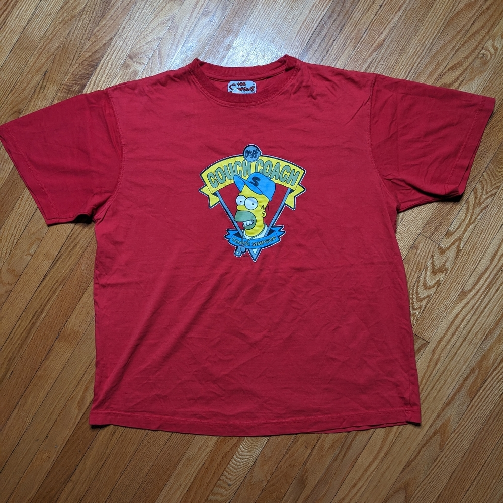 Vintage Simpsons Shirt Large Red Men's unisex retro